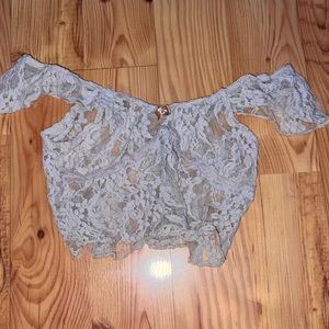 Fairy core Thrifted mesh cover shirt.